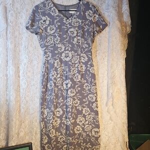 Casual Corner Blue Floral Midi Dress